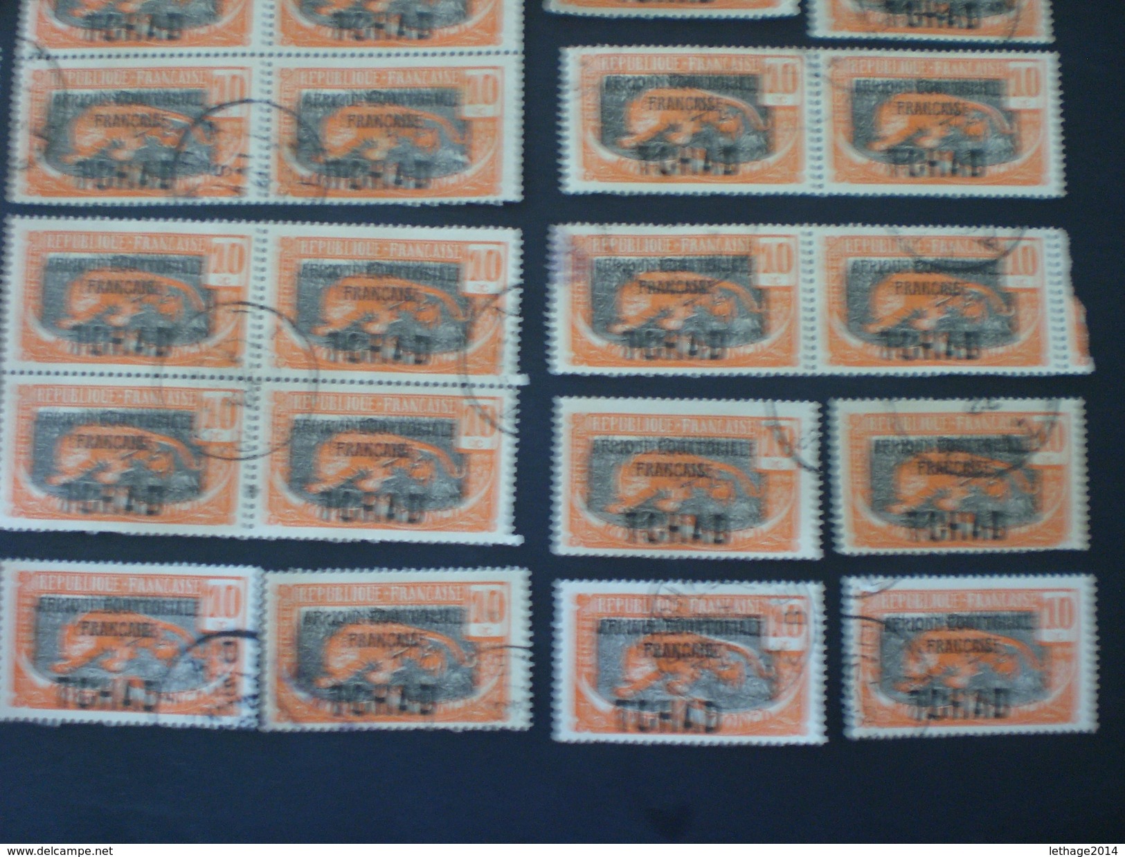 TCHAD CHAD 1925 Panthere Overprinted "AFRIQUE EQUATORIALE FRANCAISE" X 40 Pezzi - Usados