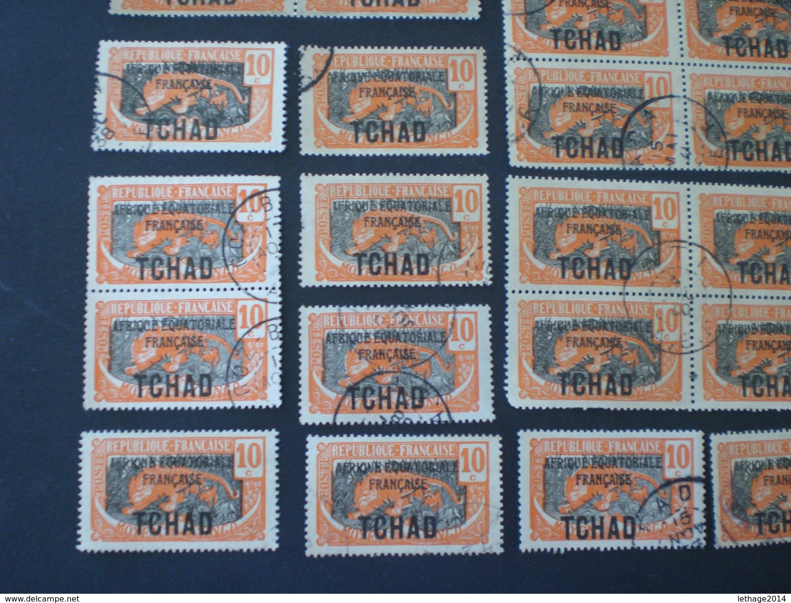 TCHAD CHAD 1925 Panthere Overprinted "AFRIQUE EQUATORIALE FRANCAISE" X 40 Pezzi - Oblitérés