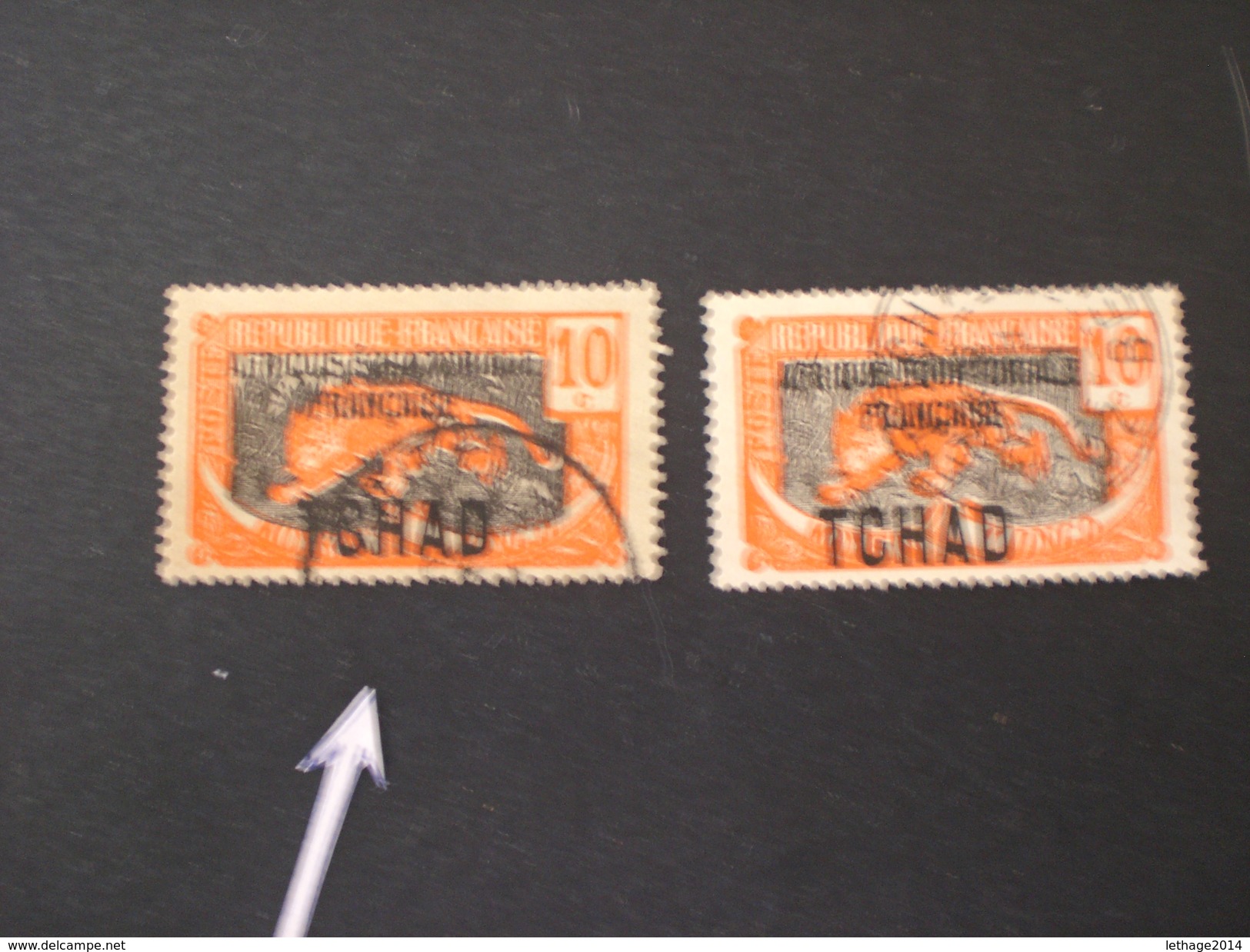 TCHAD CHAD 1925 Panthere Overprinted "AFRIQUE EQUATORIALE FRANCAISE" Color Error Is Not Gray But Black - Oblitérés