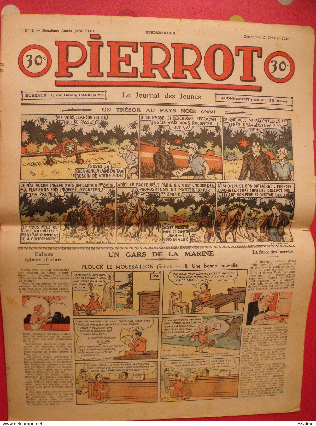 Pierrot  12 N° De 1937. Plouck De Gervy, Costo De Marijac Jeanjean Marine Aviation Ferran Le Rallic Mengden - Pierrot