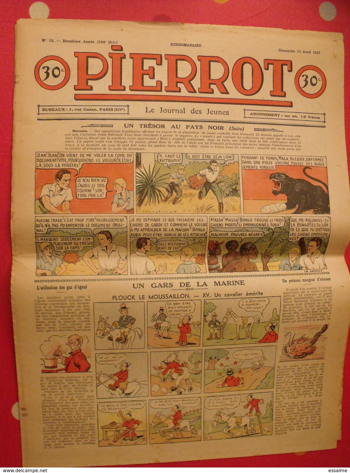 Pierrot  12 n° de 1937. plouck de gervy, costo de marijac jeanjean marine aviation ferran le rallic mengden