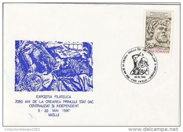 63803- FIRST DACIAN STATE ANNIVERSARY, DACIAN FIGHTER, SPECIAL COVER, 1980, ROMANIA - Cartas & Documentos