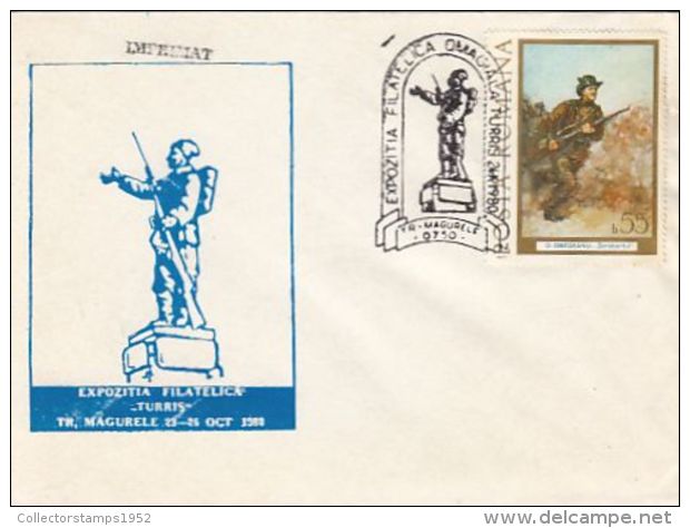 63811- TARGU MAGURELE TURRIS PHILATELIC EXHIBITION, SPECIAL COVER, 1980, ROMANIA - Storia Postale