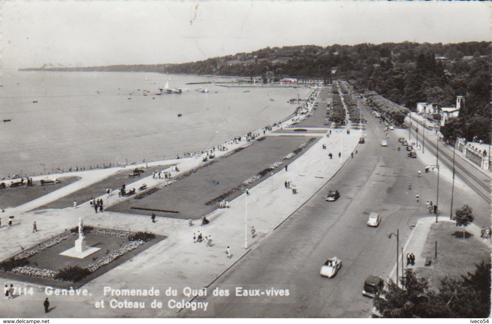 1952  Genève  Promenade Du Quai Des Eaux Vives - Côteau De Cologny  ( Vers Châtenay Viriville  ) - Cologny