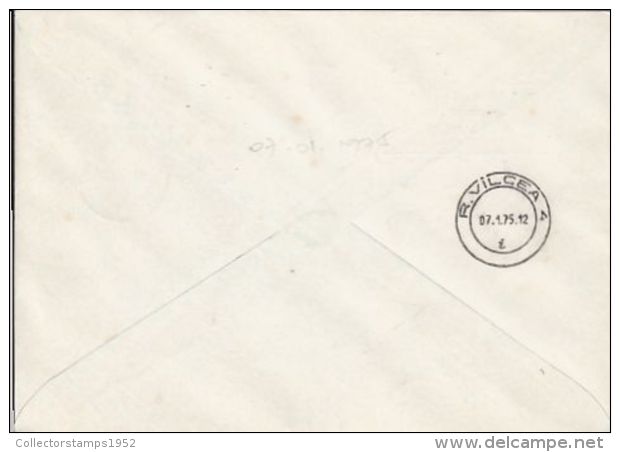 63841- RAMNICU VALCEA PHILATELIC EXHIBITION SPECIAL POSTMARK ON COVER, COAT OF ARMS STAMP, 1975, ROMANIA - Cartas & Documentos