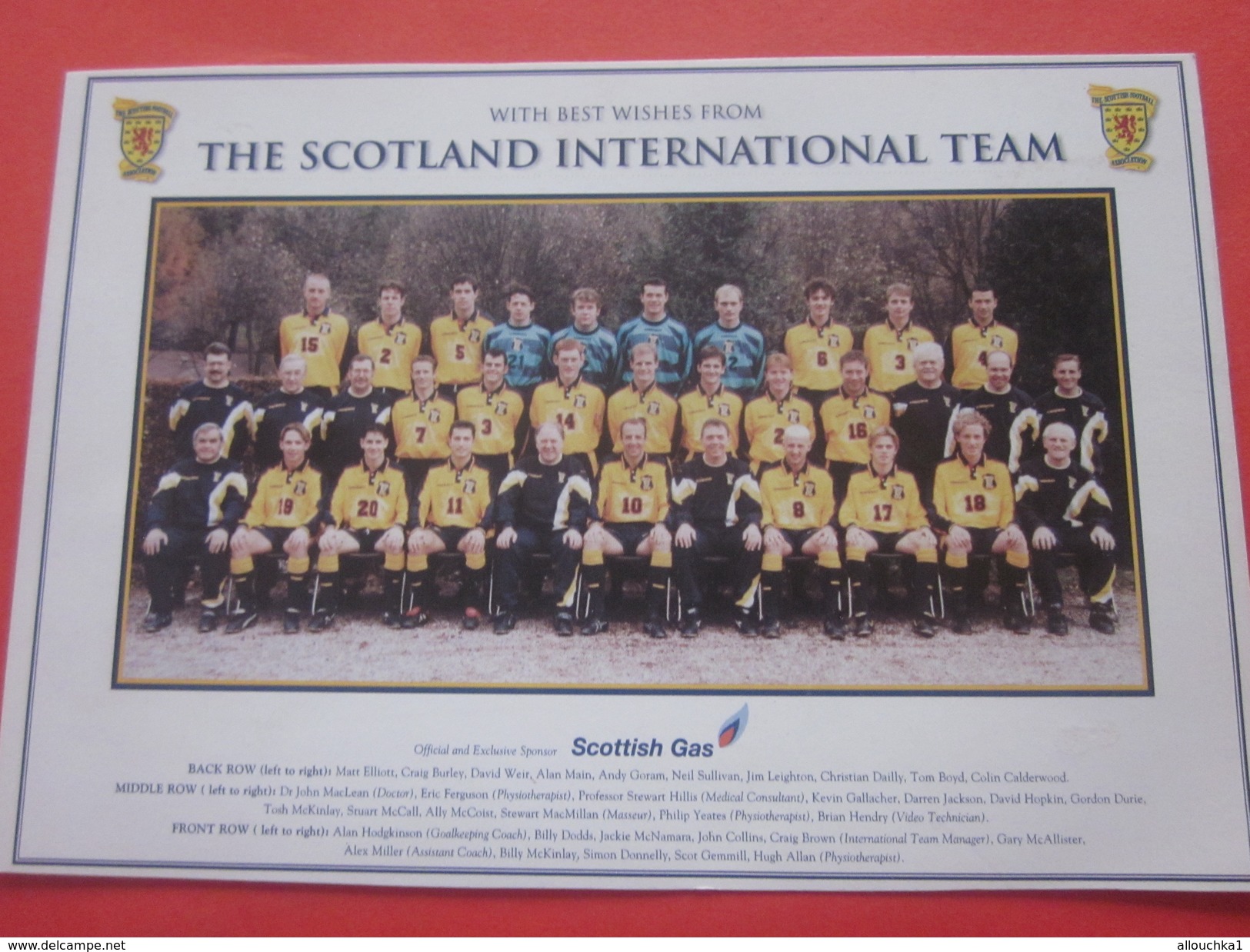 WITH ABEST WISHES FROM THE SCOTLAND INTERNATIONAL TEAM OFFICIAL SPONSOR SCOTISH GAS CPA Carte Postale Thème Sport RUGBY - East Lothian