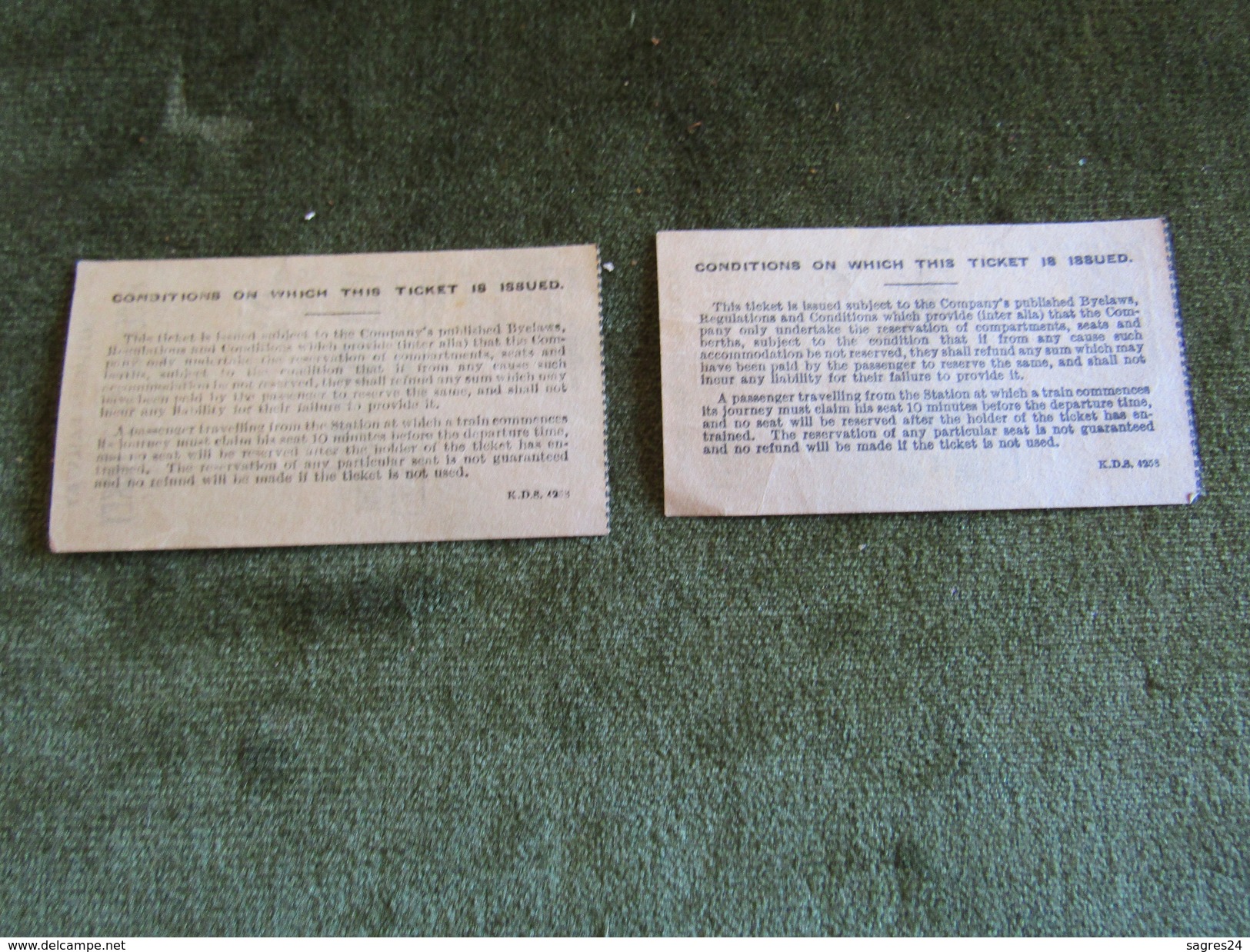 Two Tickets Southern Railway First Class Victoria To Dover Or Folkestone 1947 - Europe