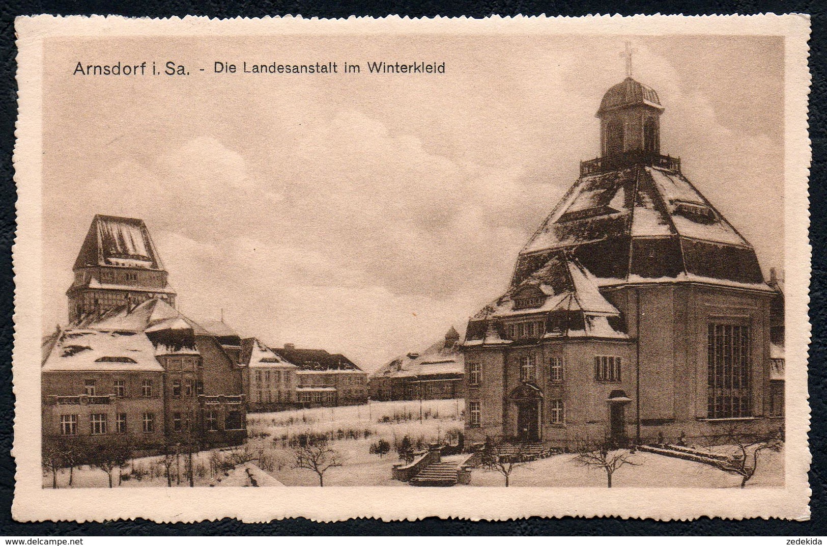 A5589 - Alte Ansichtskarte - Arnsdorf - Landesanstalt Im Winterkleid - Gel 1927 - Otto Schmidt TOP - Radeberg