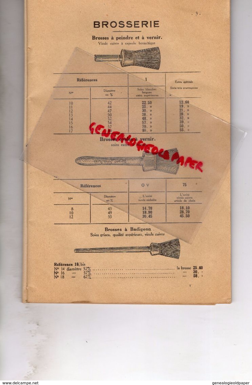 75- PARIS- CATALOGUE VVE POL REBSTOCK- 14 RUE LANCRY- BROSSES POUR PEINTRE PLATRIER COLLEUR -TARIF 1933-BROSSERIE- - Straßenhandel Und Kleingewerbe