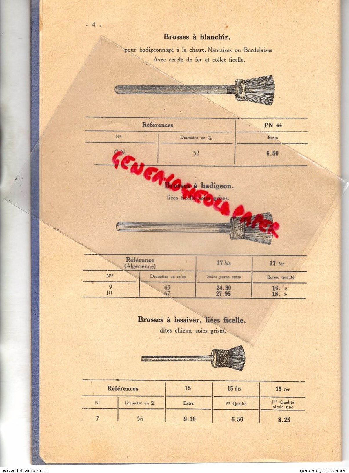 75- PARIS- CATALOGUE VVE POL REBSTOCK- 14 RUE LANCRY- BROSSES POUR PEINTRE PLATRIER COLLEUR -TARIF 1933-BROSSERIE- - Straßenhandel Und Kleingewerbe