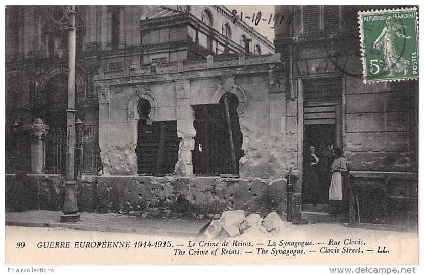 Thème:Judaisme.Judaica.Juif..     Synagogue    Reims   Guerre  14/18        (scan) - Giudaismo