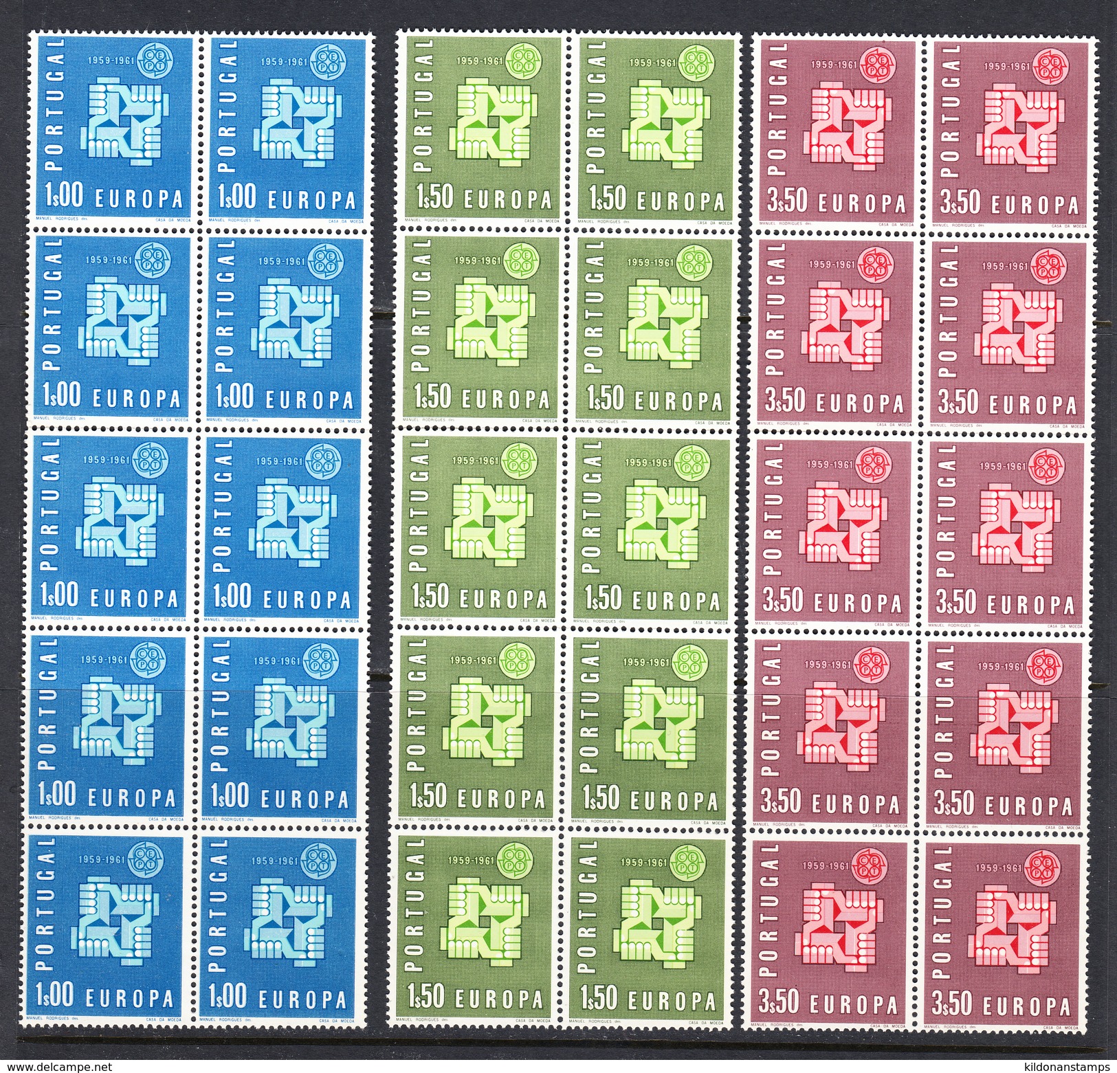 Portugal 1961 Europa, Mint No Hinge, Blocks Of 10, Sc# , SG , Yt 888-890 - Ungebraucht