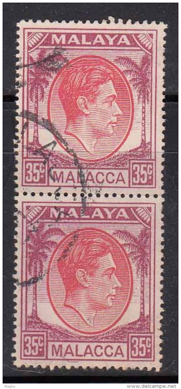 35c Pair Malacca Used 1949, King George VI Definitives, Malaya - Malacca