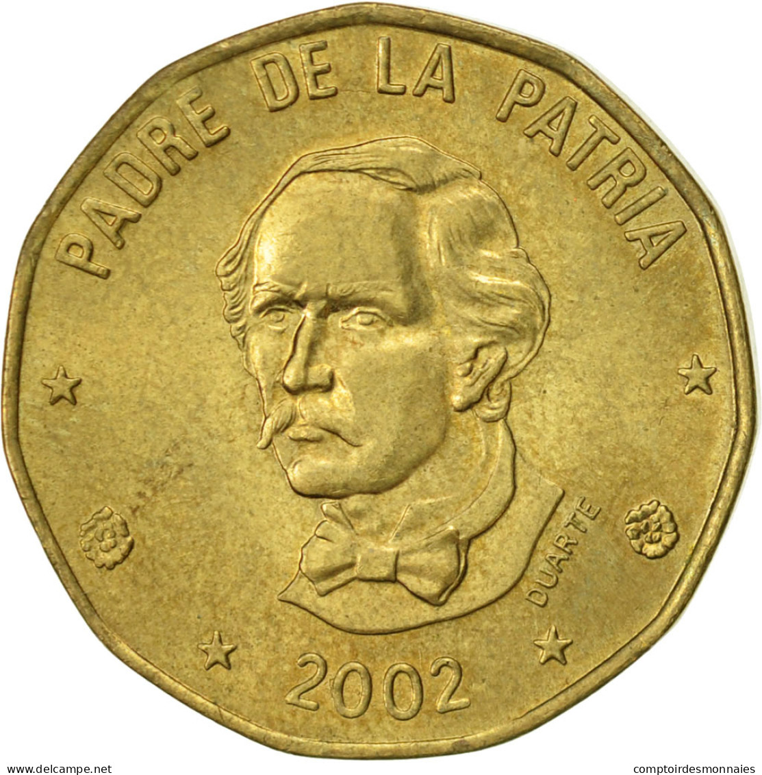 Monnaie, Dominican Republic, Peso, 2002, TTB+, Laiton, KM:80.2 - Dominikanische Rep.