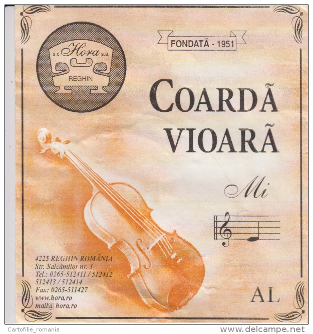 Romania Reghin Violin Strings Envelope Label Empty - Accessoires, Pochettes & Cartons