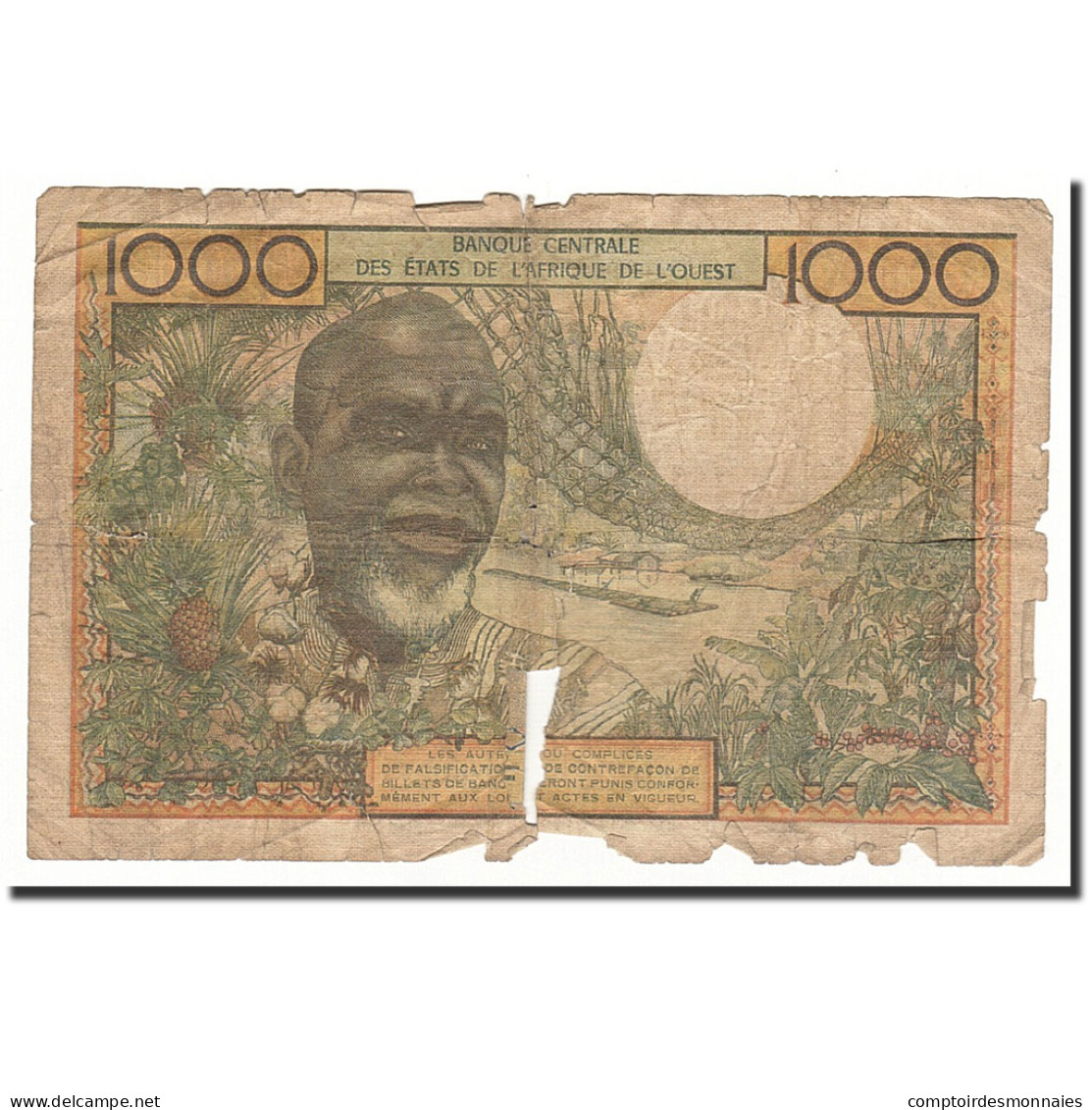 Billet, West African States, 1000 Francs, Undated (1959-65), KM:703Kg, AB - West-Afrikaanse Staten