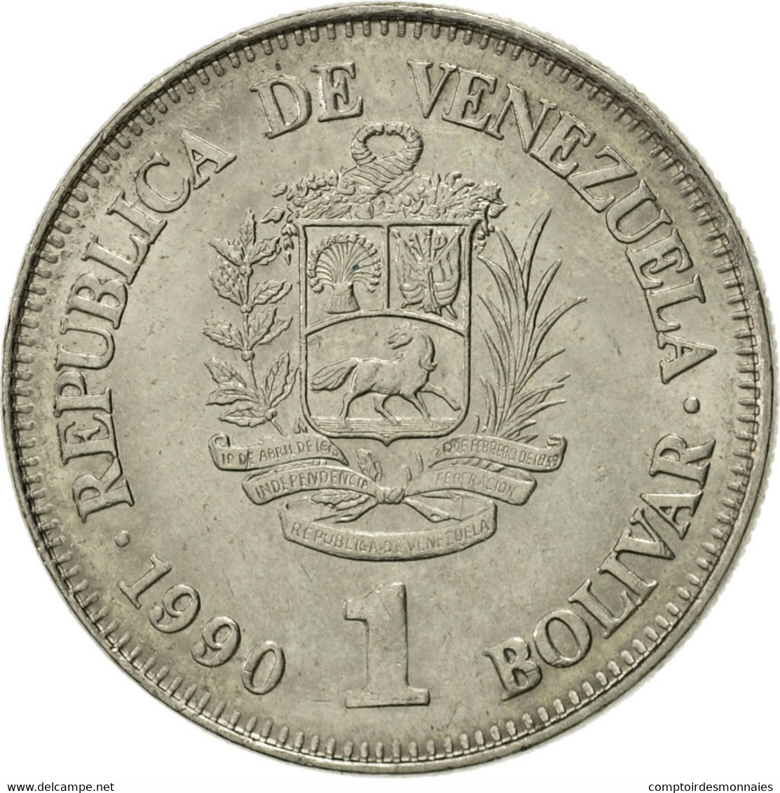 Monnaie, Venezuela, Bolivar, 1990, SUP, Nickel Clad Steel, KM:52a.2 - Venezuela