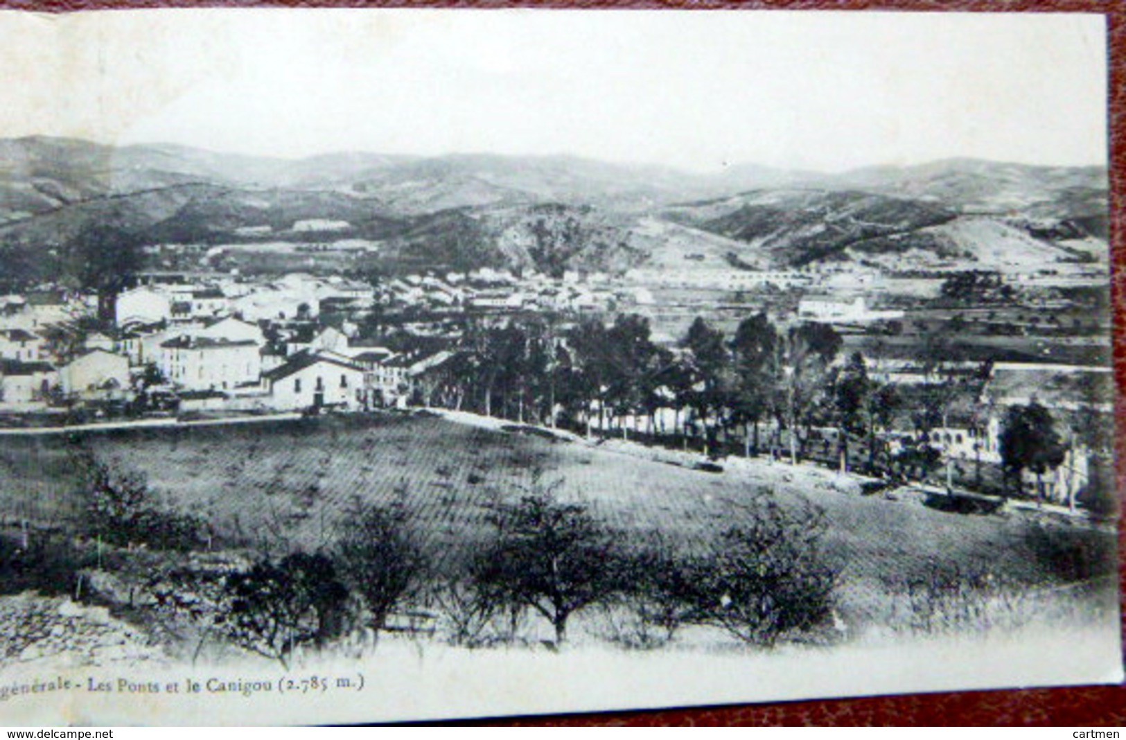 66 CERET CARTE DOUBLE PANORAMIQUE VUE GENERALE LES PONTS ET LE CANIGOU - Ceret