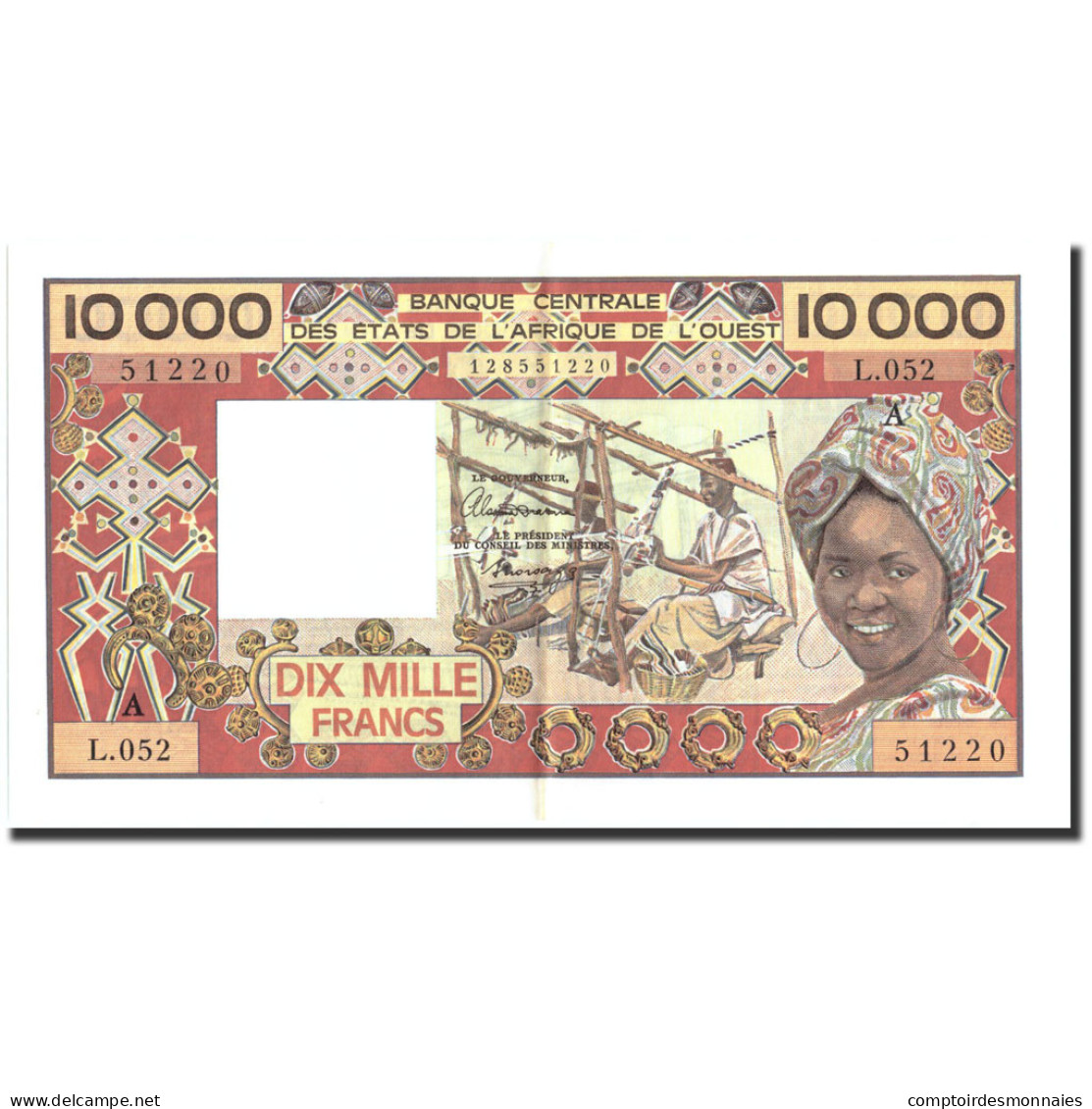 Billet, West African States, 10,000 Francs, Undated (1977-92), Undated - Westafrikanischer Staaten