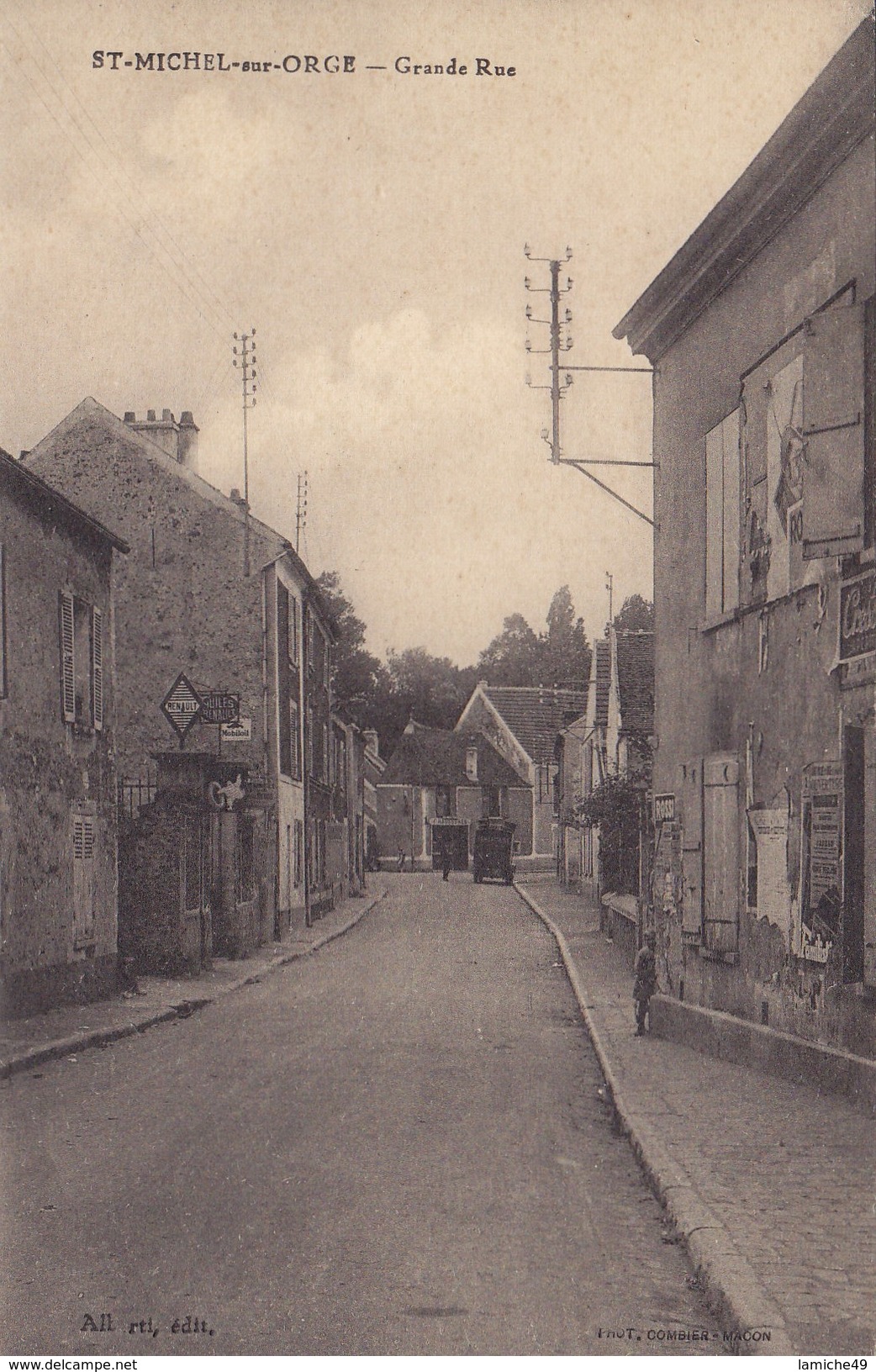 MICHEL Sur ORGE Grande Rue (publicité RENAULT MICHELIN MOBILOIL ) Circulée 1931 - Saint Michel Sur Orge