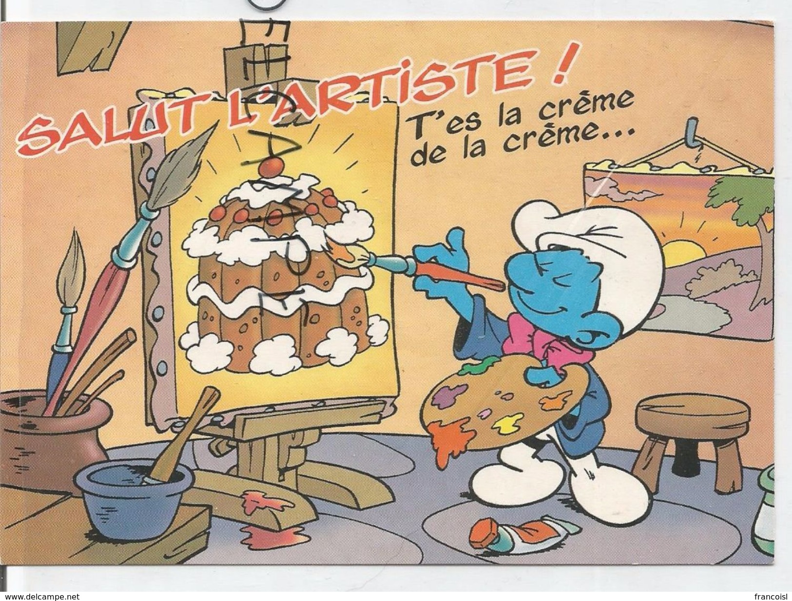 Les Schtroumpfs De Peyo. "Salut L'Artiste" . Schtroumpf Et Peinture De Baba Au Schtroumpf. - Johan Et Pirlouit