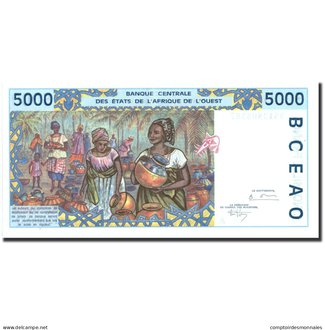 Billet, West African States, 5000 Francs, Undated (1992-2003), Undated - Westafrikanischer Staaten