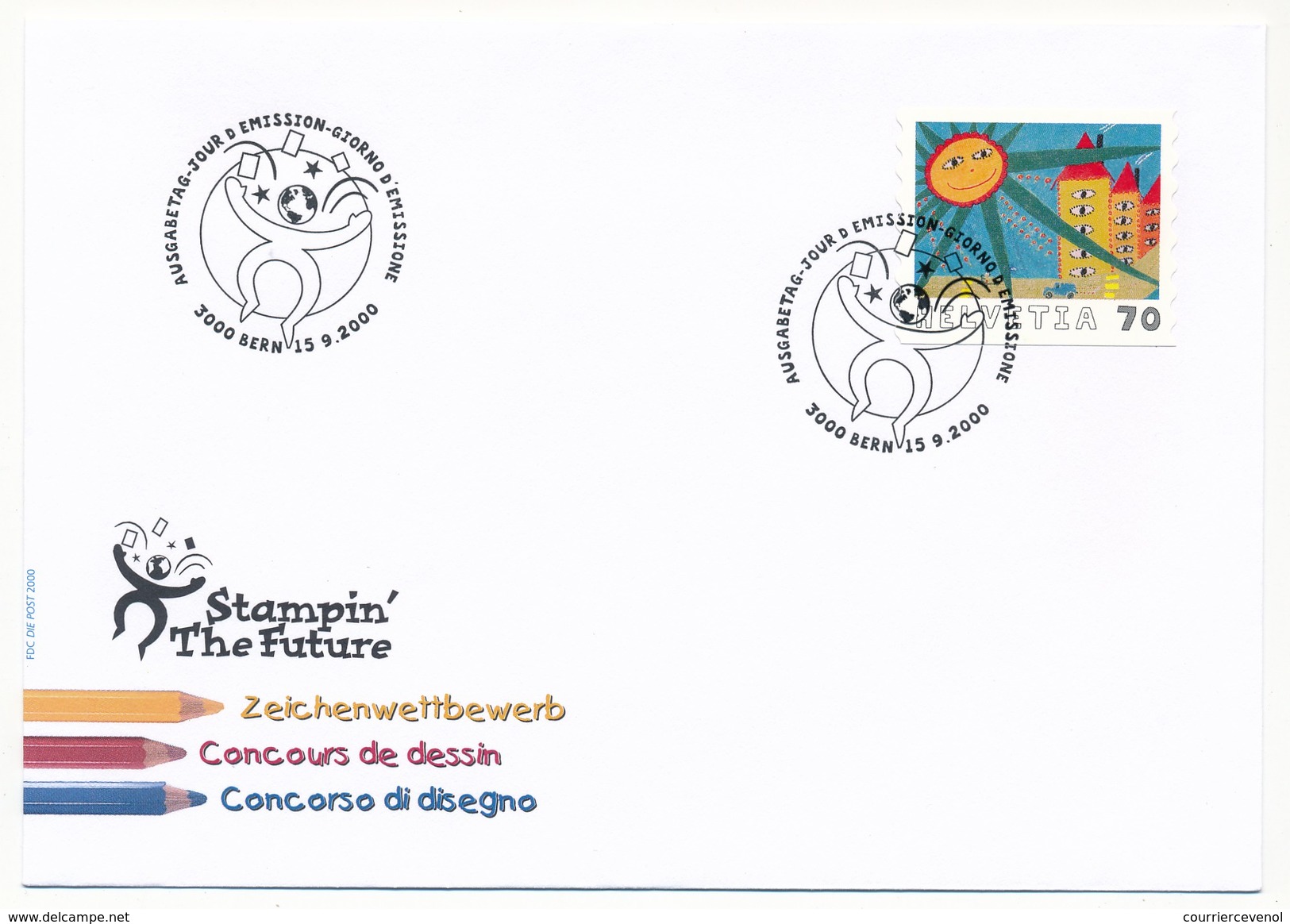 SUISSE -  5 Enveloppes FDC - Concours De Dessins D'enfants (Carnet) 2000 - BERN - 15/09/2000 - FDC