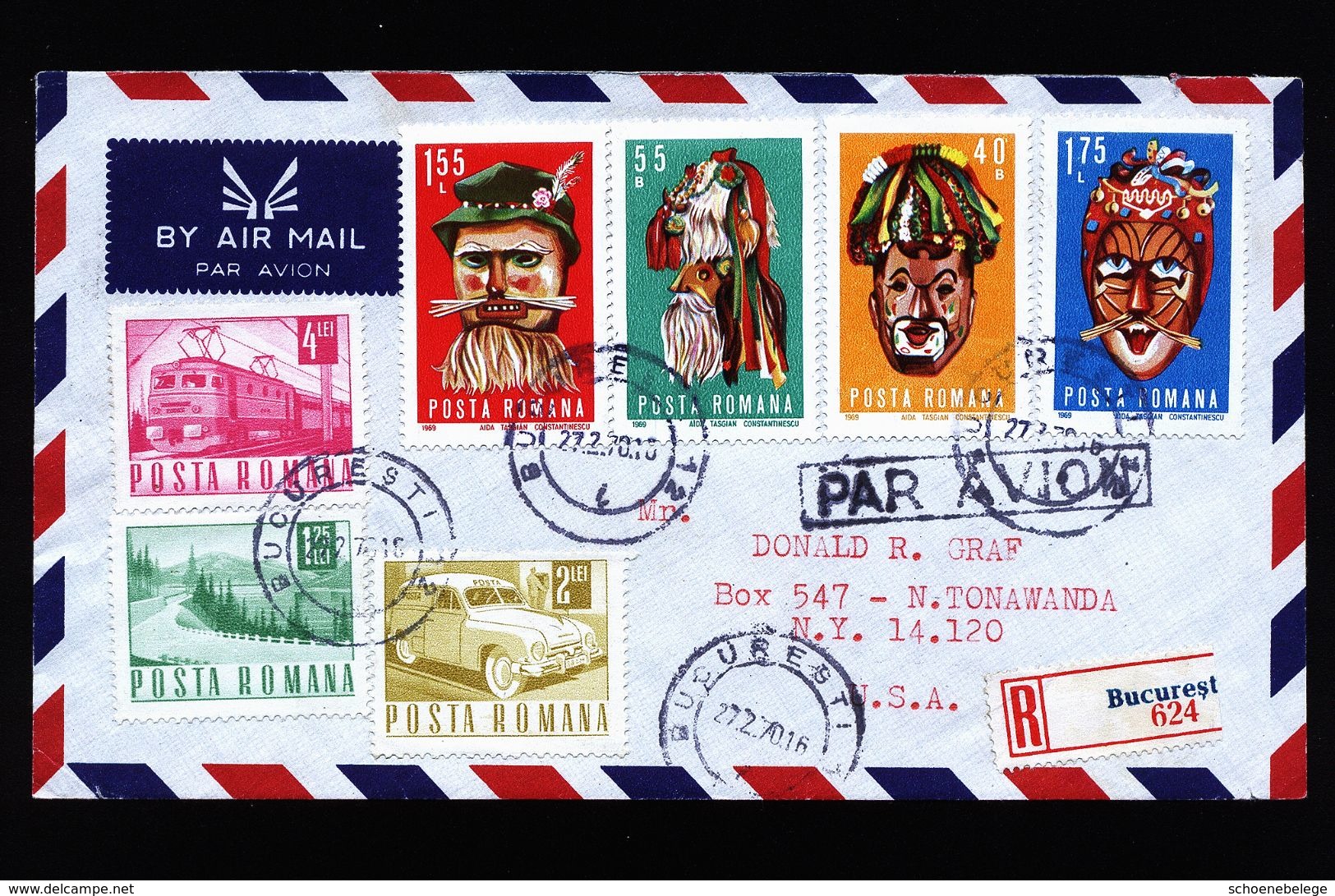 A4823) Romania Rumänien R-Brief 27.2.1970 Nach US - Briefe U. Dokumente