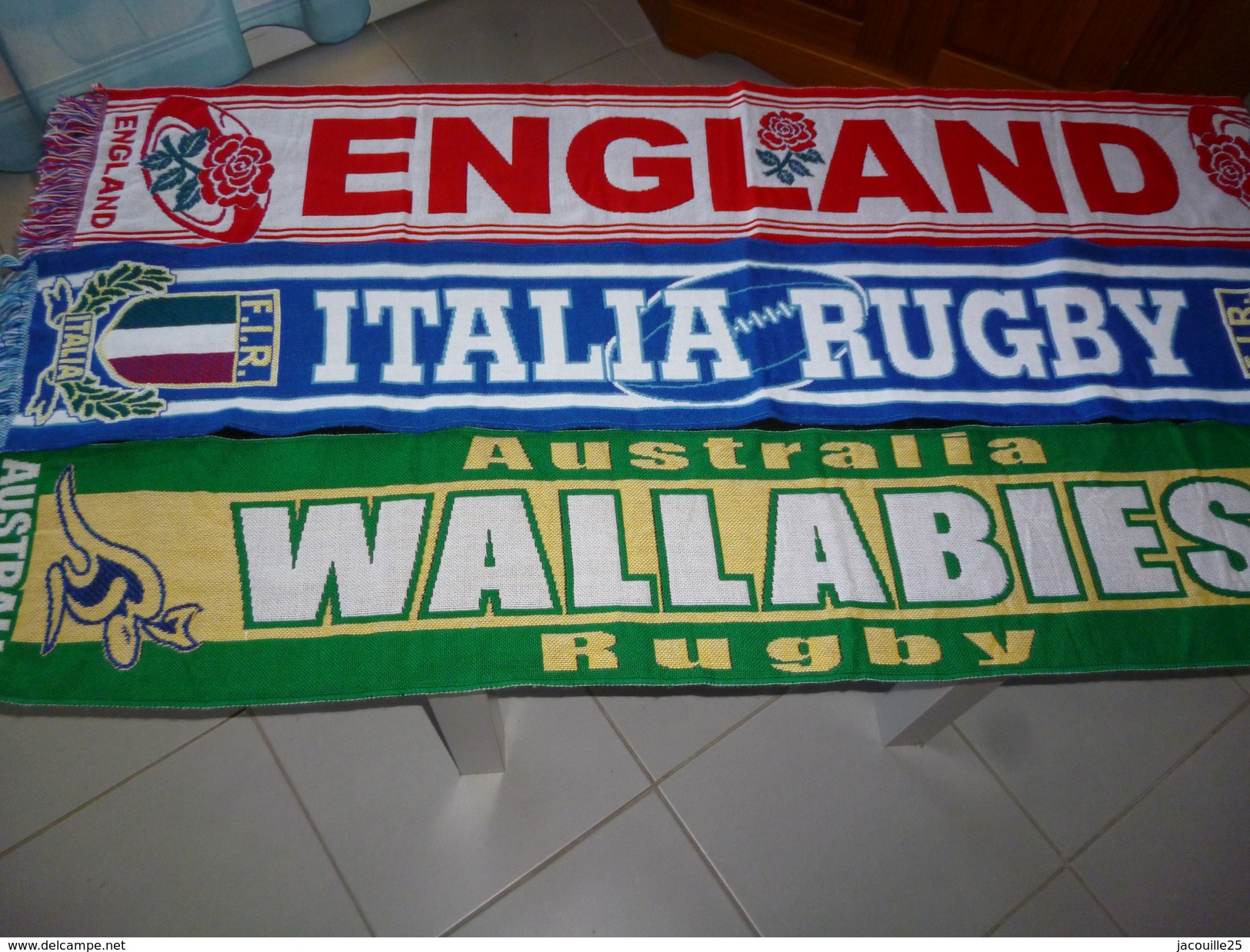 ECHARPE RUGBY  804 LOT DE 3 ECHARPES ENGLAND ITALIA WALLABIES - Rugby