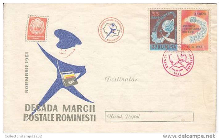 5584FM- ROMANIAN STAMP ANNIVERSARY, SPECIAL COVER, 1961, ROMANIA - Briefe U. Dokumente