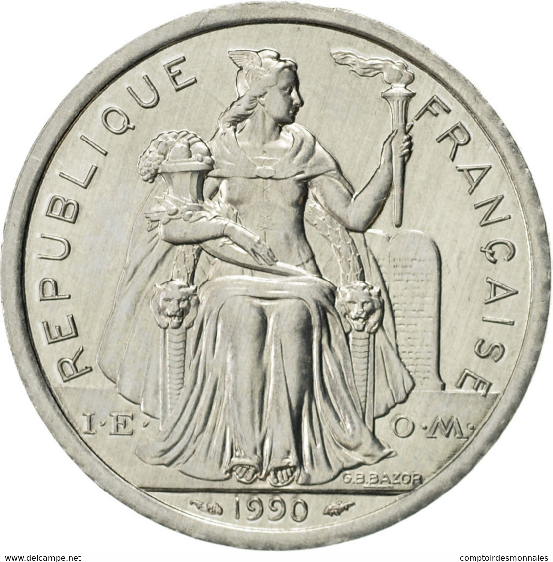 Monnaie, Nouvelle-Calédonie, 2 Francs, 1990, Paris, SUP, Aluminium, KM:14 - New Caledonia