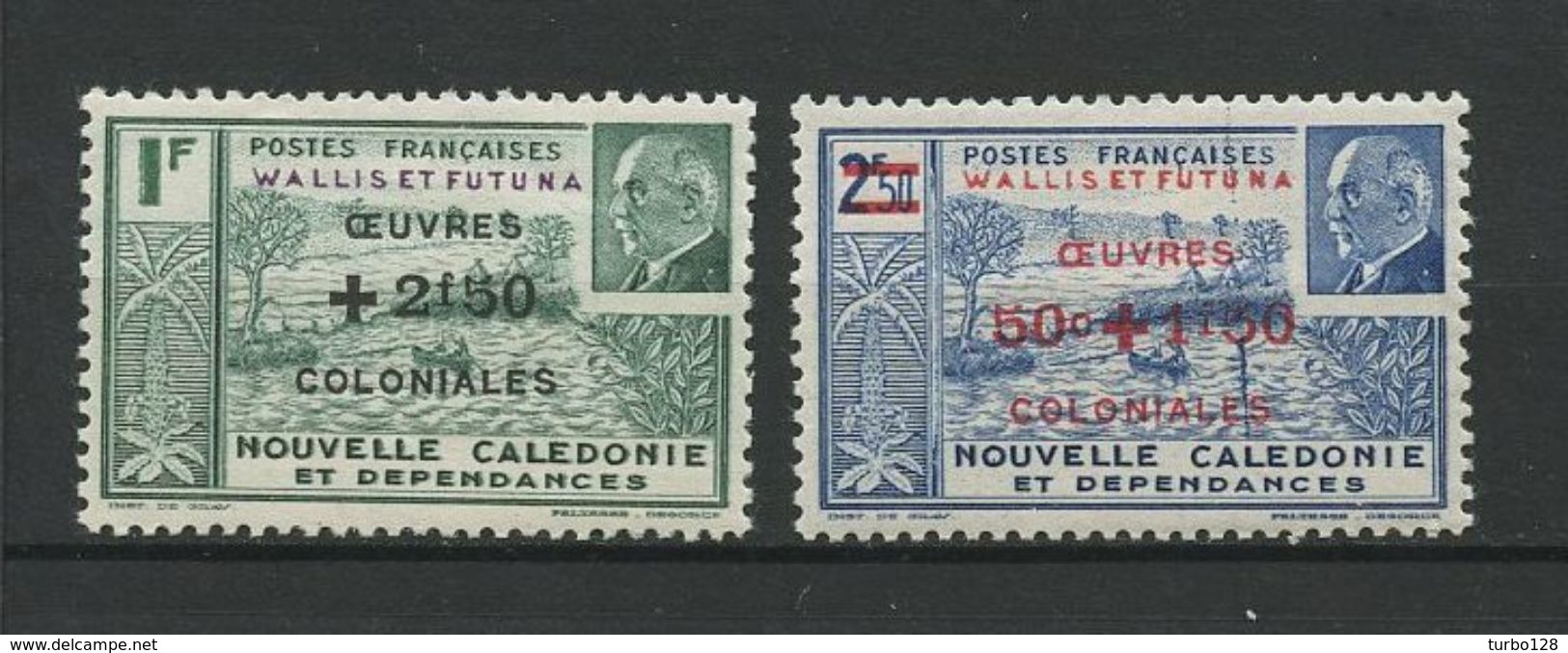 WALLIS FUTUNA 1944 N° 131/132 ** Neufs MNH Superbes Cote 4,80 &euro; Pétain Oeuvres Coloniales - Ongebruikt