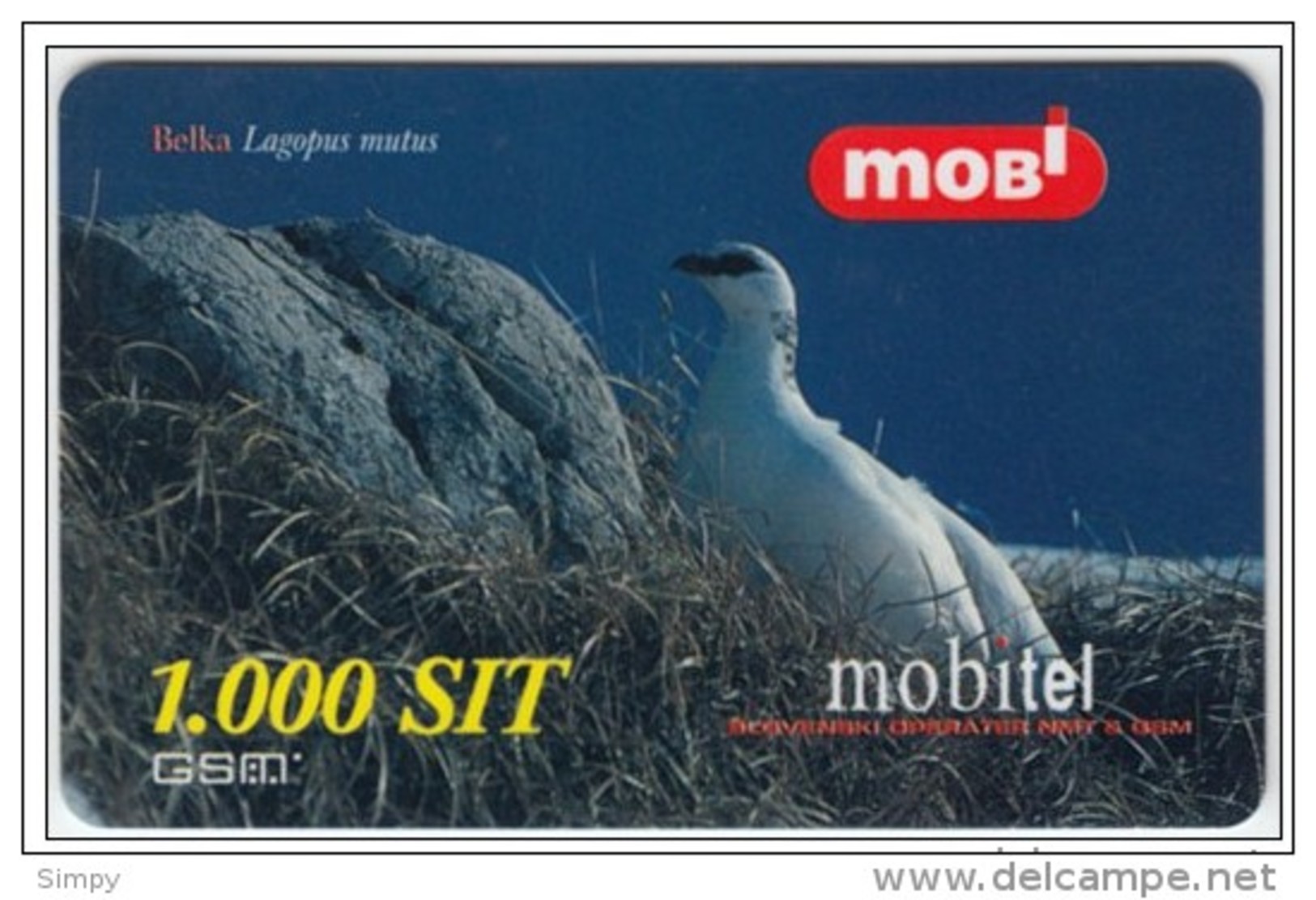 SLOVENIA Prepaid Phonecard Bird Rock Ptarmigan Belka Lagopus Mutus 31.1.2001 - Sperlingsvögel & Singvögel