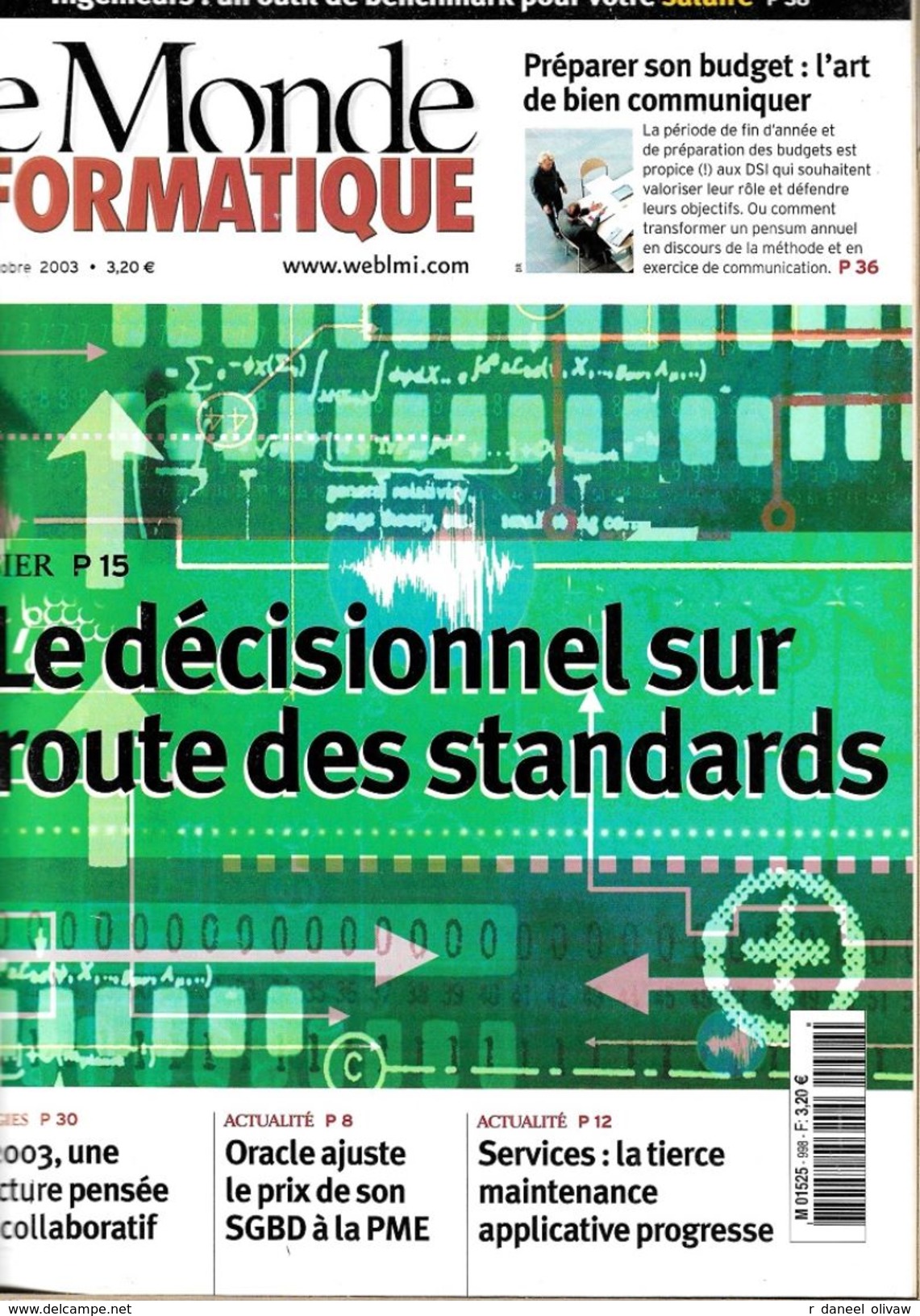 Le Monde Informatique N° 998 - 17 Octobre 2003 (TBE) - Informatica