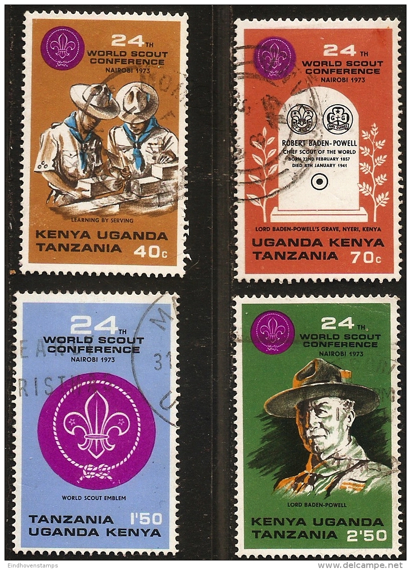 Kenya, Uganda &amp; Tanganyika (K.U.T.) Scouting Conferennce Nairobi 1973 4 Values Cancelled Baden Powell - Oblitérés