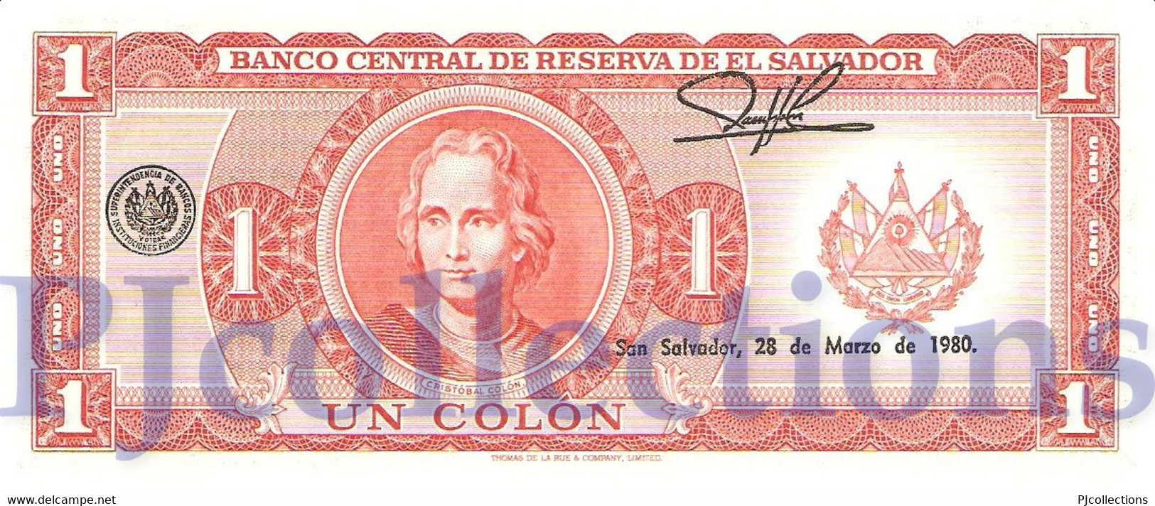 EL SALVADOR 1 COLON 1977 PICK 125a UNC - Salvador