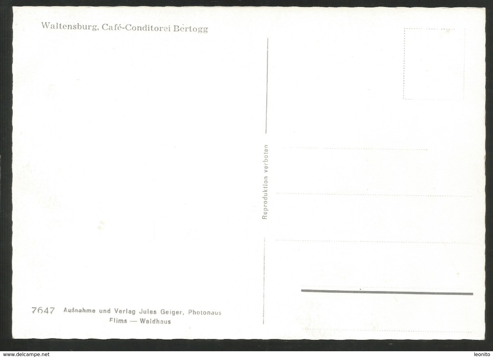 WALTENSBURG GR Vuorz Surselva Café Conditorei BERTOGG Ca. 1960 - Waltensburg/Vuorz