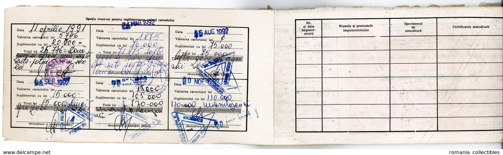 Romania, 1991, Vintage Bank Checkbook, Agricultural Bank "Banca Agricola" - Assegni & Assegni Di Viaggio