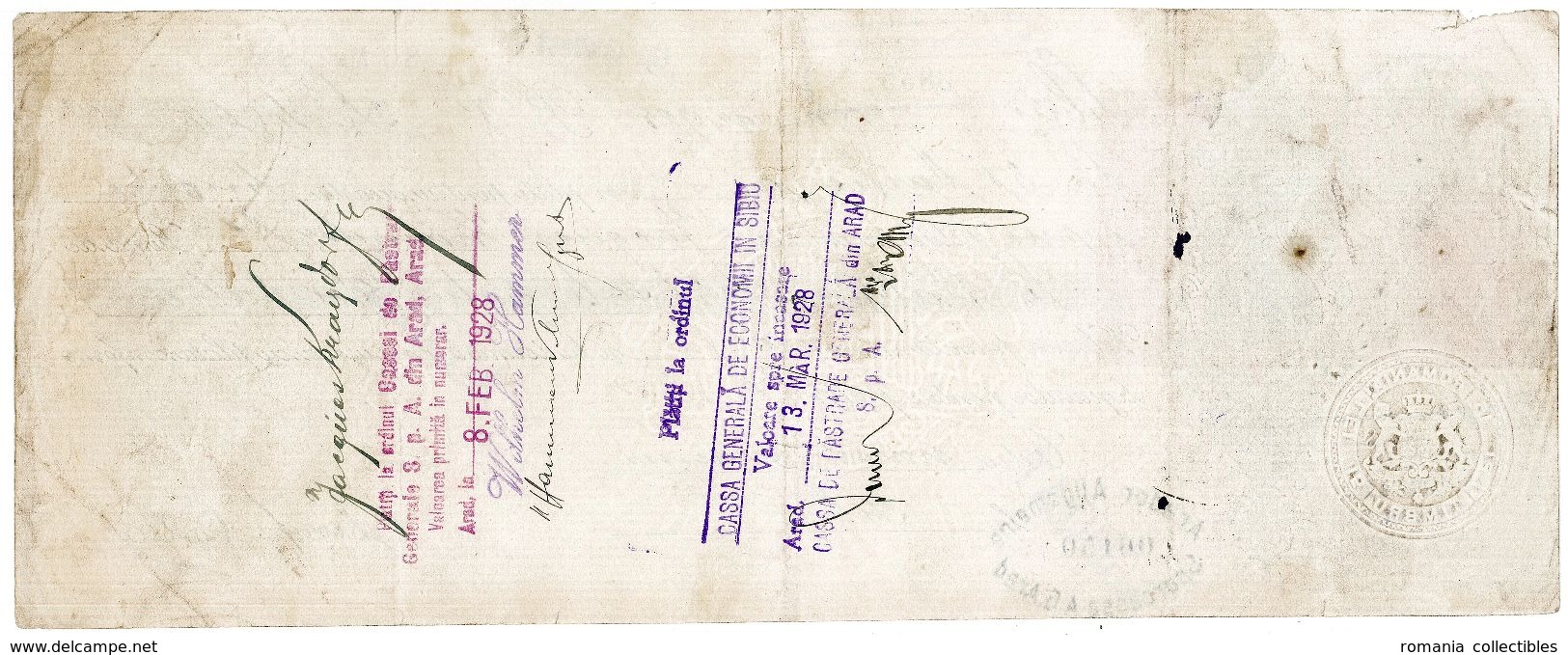 Romania, 1928, Vintage Cheque Order / Promissory Note - Sibiu - Chèques & Chèques De Voyage