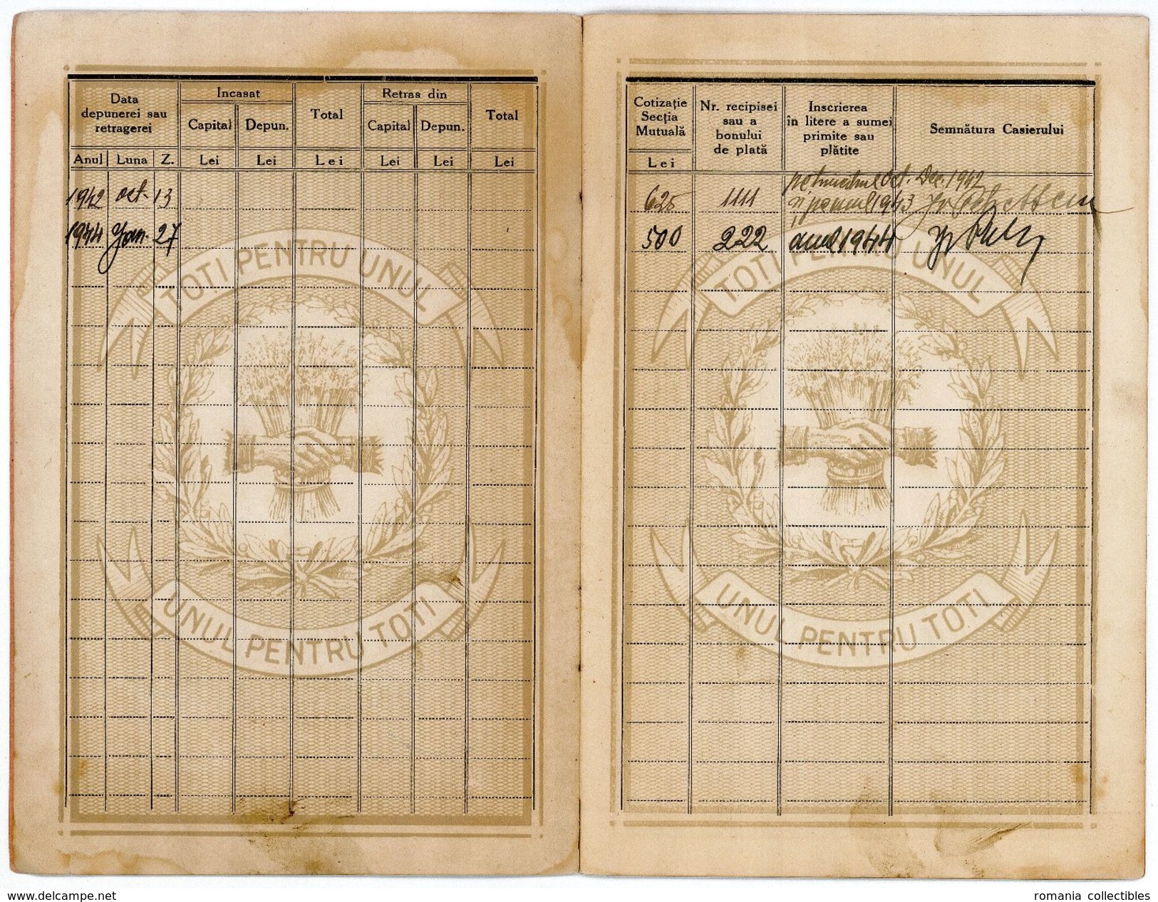 Romania, 1942, "Floreasca" Popular Bank - Status And Deposit Book - Chèques & Chèques De Voyage