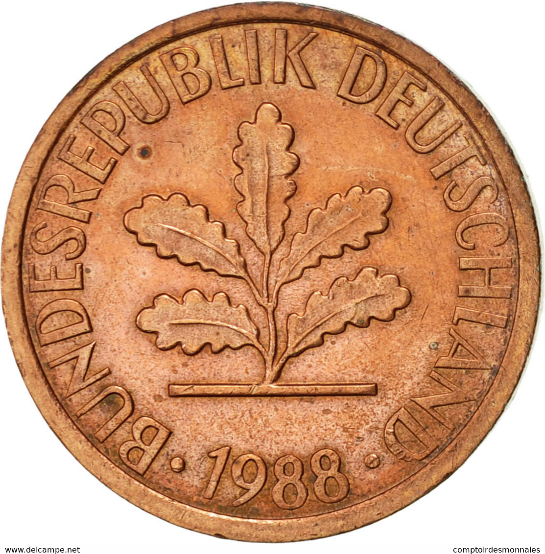 Monnaie, République Fédérale Allemande, Pfennig, 1988, Karlsruhe, TTB, Copper - 1 Pfennig