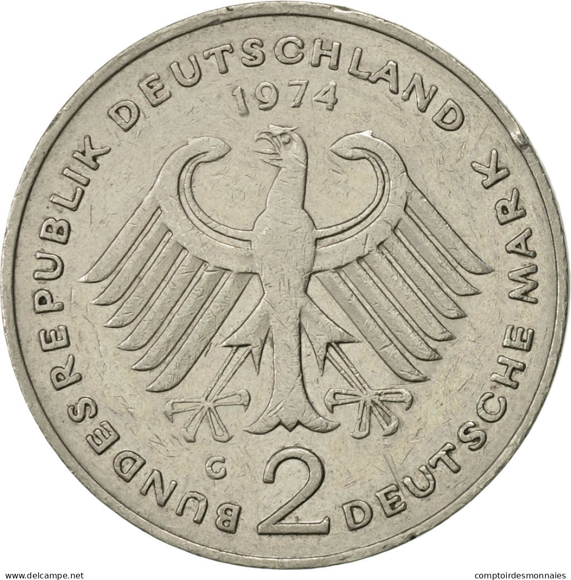 Monnaie, République Fédérale Allemande, 2 Mark, 1974, Karlsruhe, TTB+ - 2 Marcos