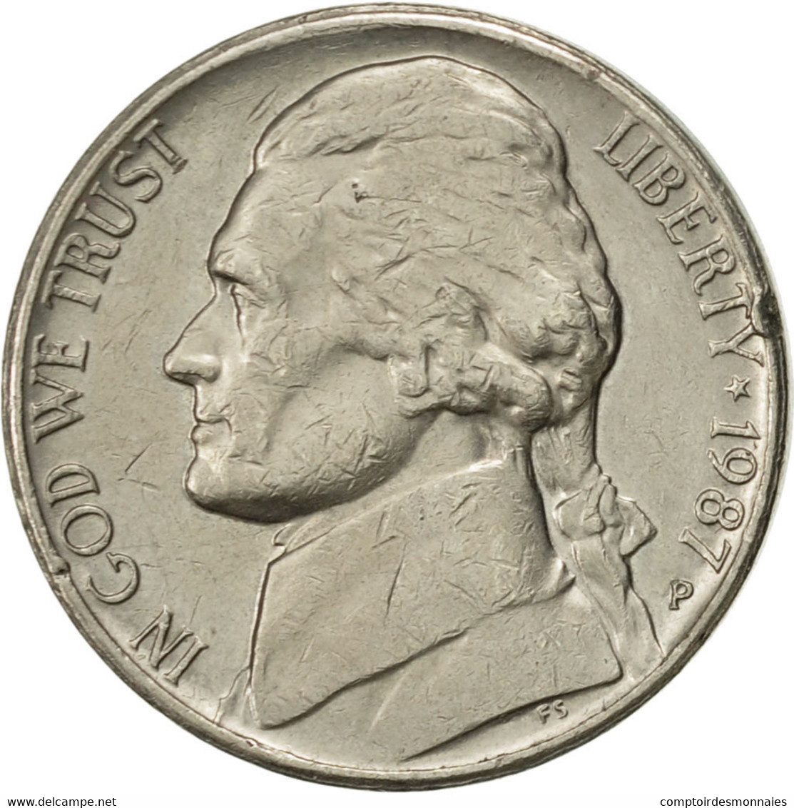 Monnaie, États-Unis, Jefferson Nickel, 5 Cents, 1987, U.S. Mint, Philadelphie - 1938-…: Jefferson