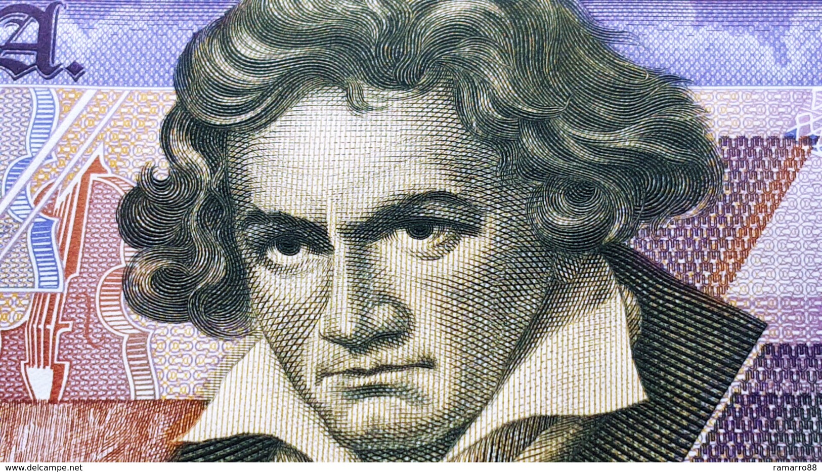 De La Rue Giori S.A. Varinota Beethoven - Black Serial Number - Specimen Test Note Unc