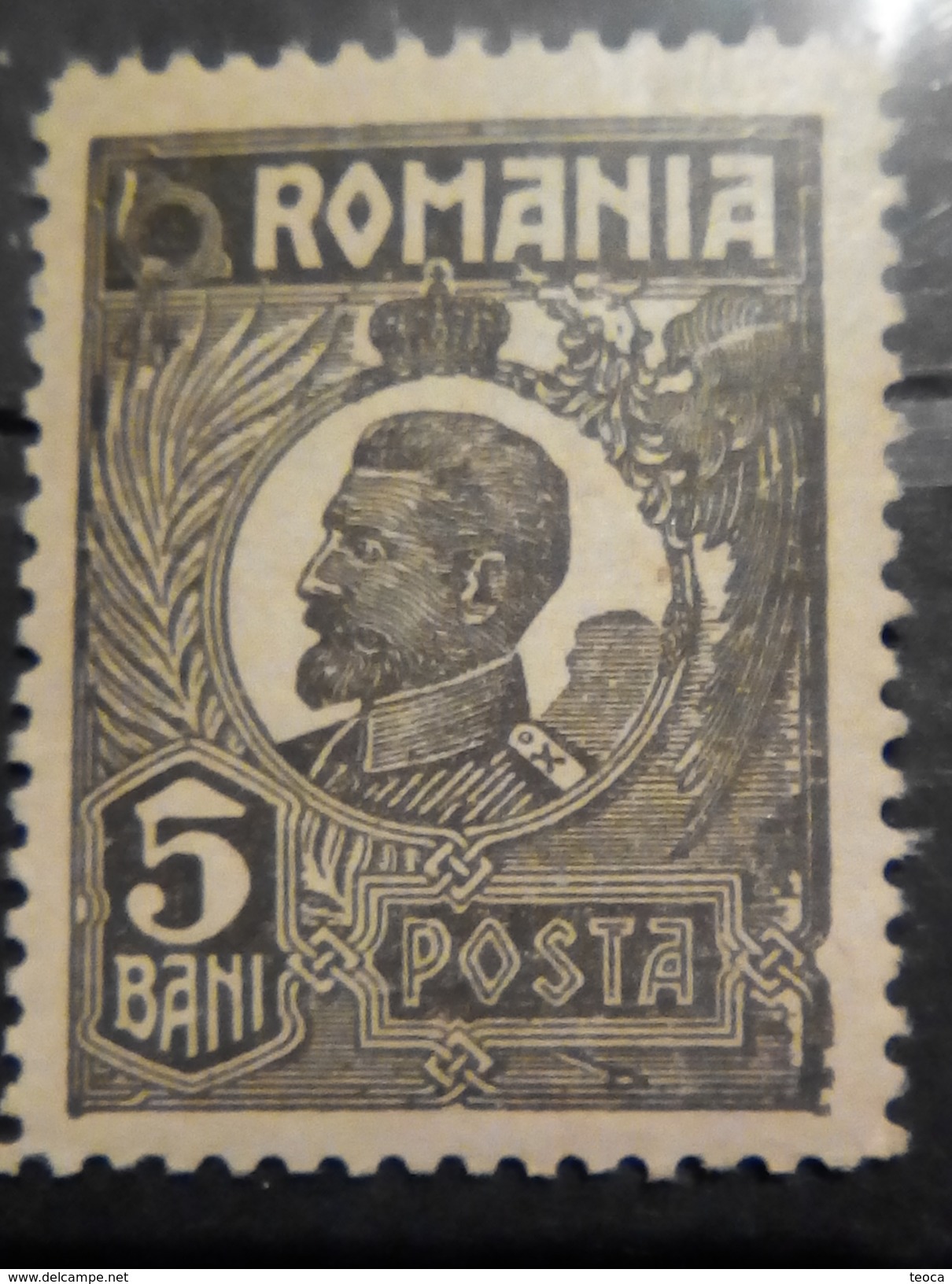 ROMANIA 1922   King Ferdinand, 5bani, With Nroken Frame Right Mnh - Errors, Freaks & Oddities (EFO)