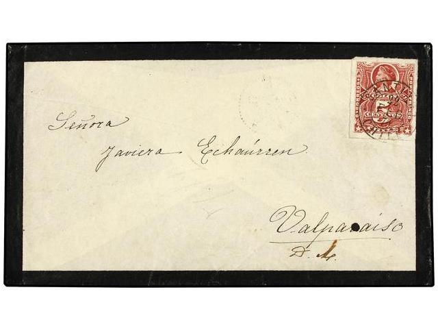 CHILE. Sc.22. 1879. SANTIAGO A VALPARAÍSO. 5 Ctvos. Rojo. - Autres & Non Classés