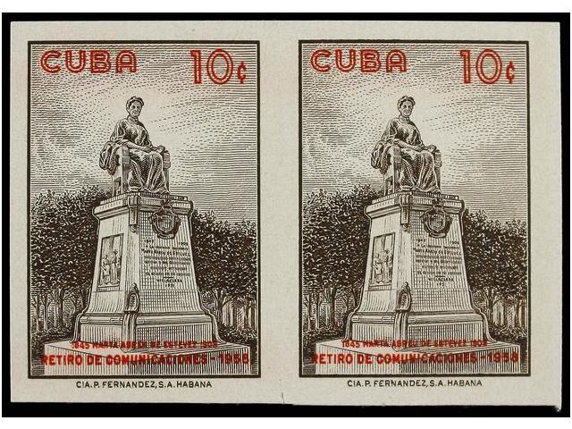 ** CUBA. Ed.816s. 1960. 10 Ctvos. Castaño Y Rojo En Pareja SIN DENTAR. LUJO. - Autres & Non Classés