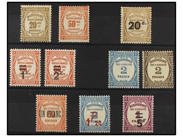 * FRANCIA. Yv.T-45, 47, 49, 53, 54. 1908-31. TASAS. Conjunto De Sellos En Nuevo, Muy Bonitos Ejemplares. Yvert.996&euro; - Autres & Non Classés