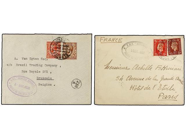 PORTUGAL. 1935-37. Dos Cartas Escritas En Alta Mar A Bordo De Los Buques Britanicos ´Highland Monarch´ Y ´Asturias´ Con - Autres & Non Classés