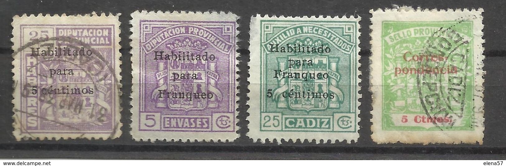 5763-LOTE SELLOS ESPAÑA SOBRETASAS GUERRA CIVIL VARIOS HABILITADOS CADIZ ANDALUCIA,DIFERENTES SOBRECARGAS EN SELLOS FISC - Unused Stamps